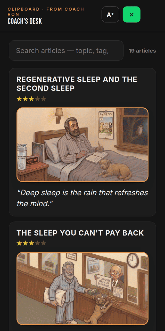 VORZANI Fit app — the Coach's Desk articles